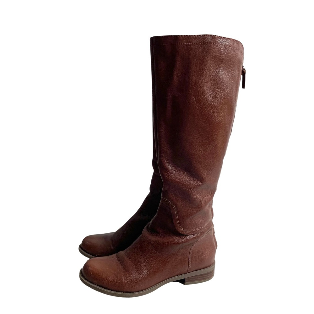 Nine West‎ Contigua leather tall knee riding boots Size 5.5 cognac brown